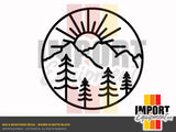 Sun Trees Mountains Decal - Toyota 4Runner Tacoma FJ Sequoia Tundra
