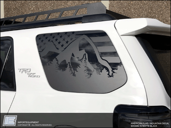 Toyota 4Runner American Flag MOUNTAIN Side Window Decal - Fits 2010 - 2023 5th Gen
