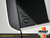 Toyota Land Cruiser - Rear Hatch Triangle Decal Sticker with Topo CONTOUR LINES REMOVED from triangle overlay decal - fits 2024 2025