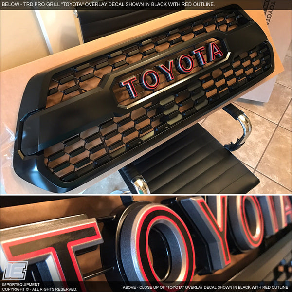 Toyota Tacoma TRD PRO Grille "2-Color Toyota" Emblem Decal 2016 +