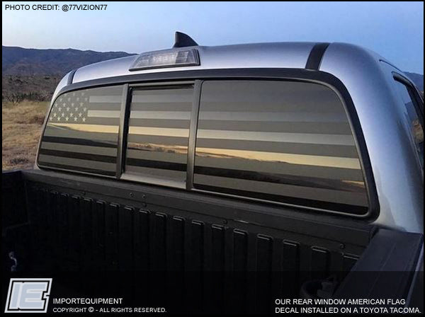 Badge On Rear Window Custom American Flag REAR WINDOW Decal - Choose Your Size – IMPORTequipment